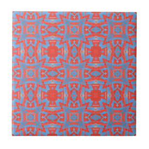 Moroccan mosaic geometric pattern red blue tile