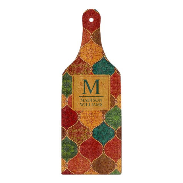Moroccan Mosaic Geometric Seamless Aztec Pattern Cutting Board (Front)