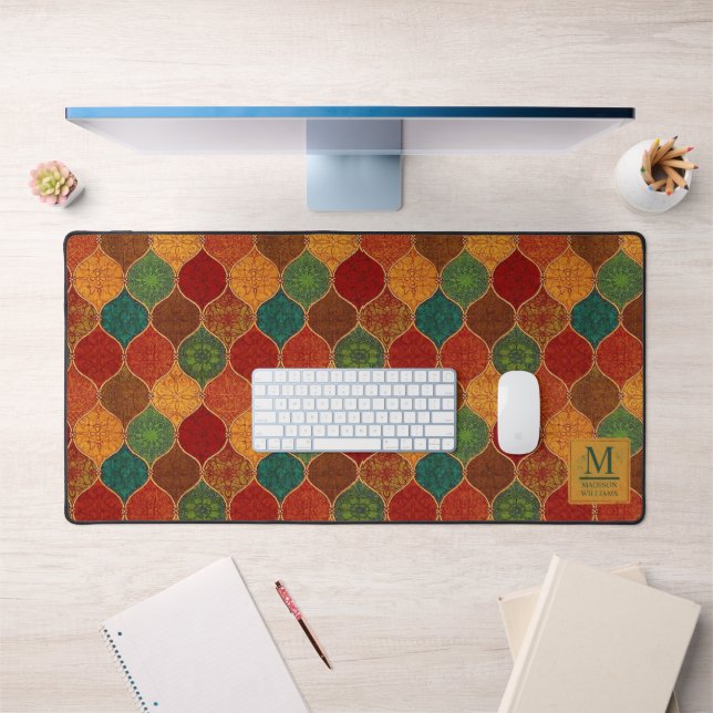 Moroccan Mosaic Geometric Seamless Aztec Pattern Desk Mat (Office 1)