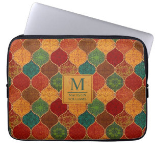 Moroccan Mosaic Geometric Seamless Aztec Pattern Laptop Sleeve