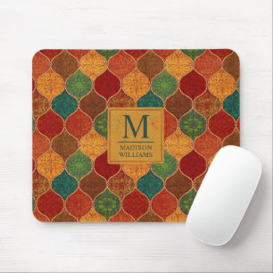Moroccan Mosaic Geometric Seamless Aztec Pattern Mouse Pad