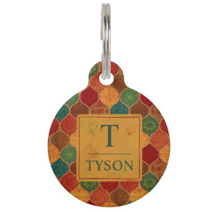 Moroccan Mosaic Geometric Seamless Aztec Pattern Pet Tag