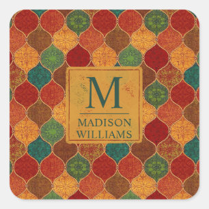 Moroccan Mosaic Geometric Seamless Aztec Pattern Square Sticker