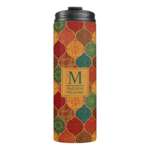 Moroccan Mosaic Geometric Seamless Aztec Pattern Thermal Tumbler
