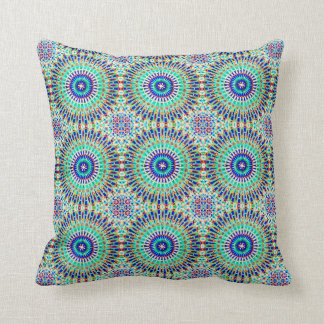 Moroccan Mosaic Mandela Pattern in watercolor Cushion