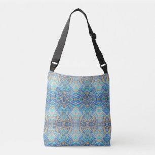 Moroccan mosaic multicolor turquoise aqua blue crossbody bag