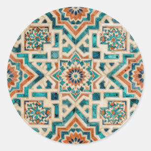 Moroccan Mosaic Pattern Classic Round Sticker