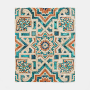 Moroccan Mosaic Pattern Fleece Blanket
