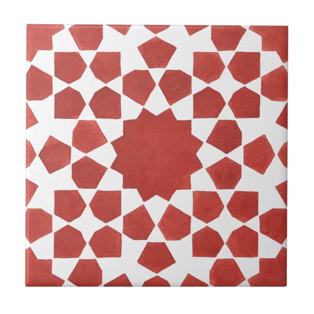 Moroccan mosaic red MAMLUK Tile (Front)
