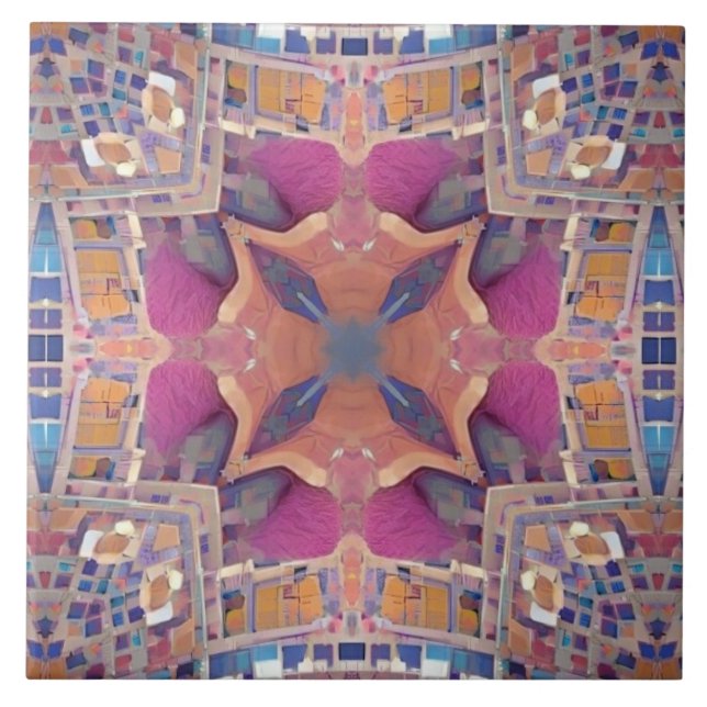 Moroccan mosaic rose geometric design tile (Front)