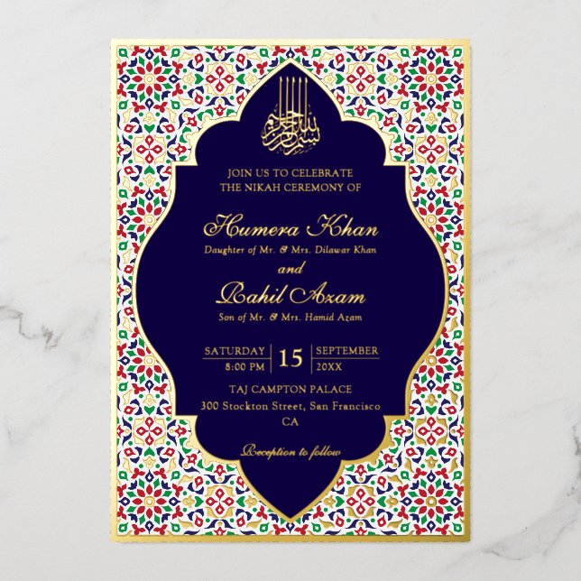 Moroccan Mosaic Terracotta Stones Islamic Wedding  (Front)