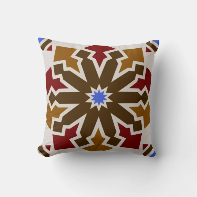 Moroccan Mosaic Tile Flower Arabic Geometric Art 2 Cushion (Front)