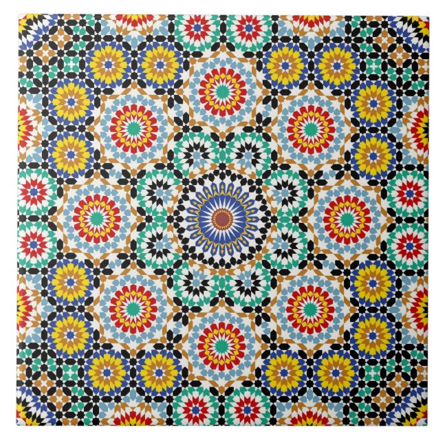 Moroccan Mosaic Traditional Boho Pattern Tile (Front)
