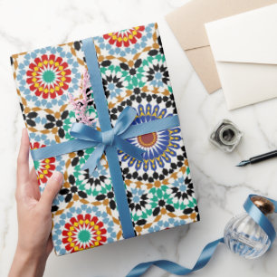 Moroccan Mosaic Traditional Boho Pattern Wrapping Paper