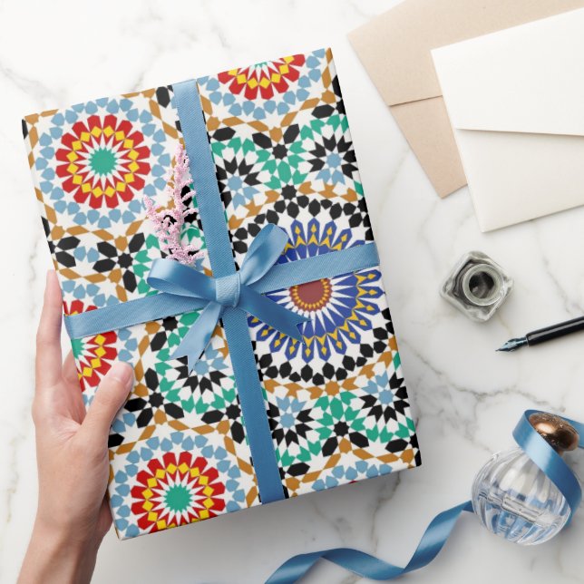 Moroccan Mosaic Traditional Boho Pattern Wrapping Paper (Gifting)