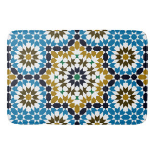Moroccan Mosaic Traditional Geometric Boho Pattern Bath Mat