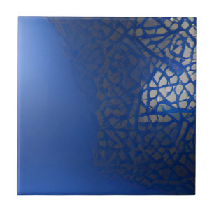 Moroccan mosaic trellis blue indigo geometric  tile