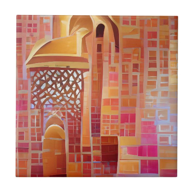 Moroccan mosaic wall rose gold geometric art  tile (Front)