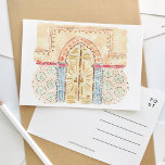 Moroccan Mosque Doors Watercolor Travel Postcard<br><div class="desc">A beautifully painted watercolor travel postcard featuring mosque doors in Morocco.</div>