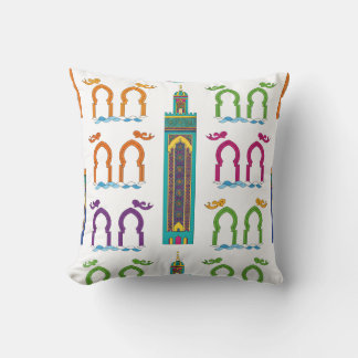 Moroccan Mosque Minaret & Arch Pattern Cushion