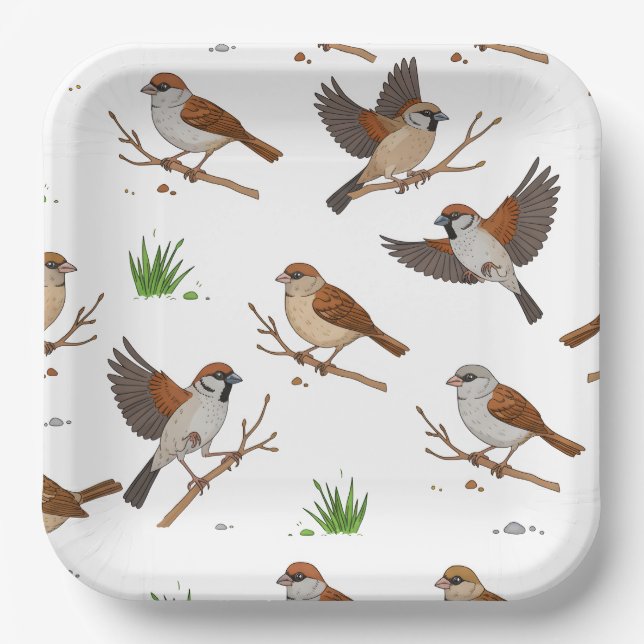 Moroccan Motif of Bruges Birds Paper Plate (Front)