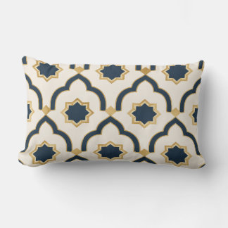 Moroccan mug, navy blue gold, geometric pattern, i lumbar cushion