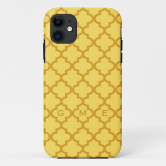Moroccan mustard yellow tile design 3 monogram Case-Mate iPhone case