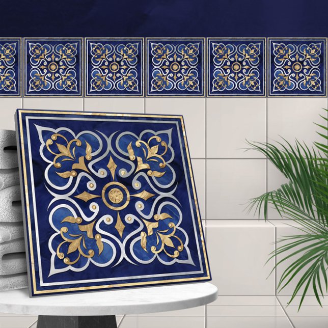 Moroccan  Ornament Blue Marble & Gold Tile (Creator Uploaded)