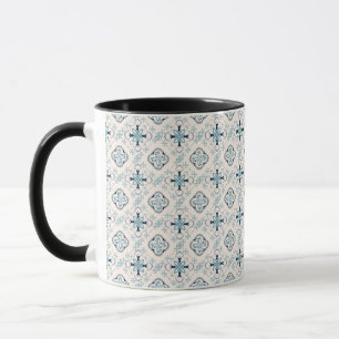 Moroccan ornaments blue cream ethnic stylish East Mug