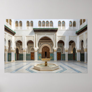 Moroccan Palace Courtyard with Fountain Poster