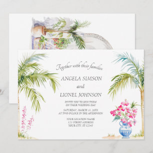 Moroccan Patio Watercolor Elegance Wedding  Invitation