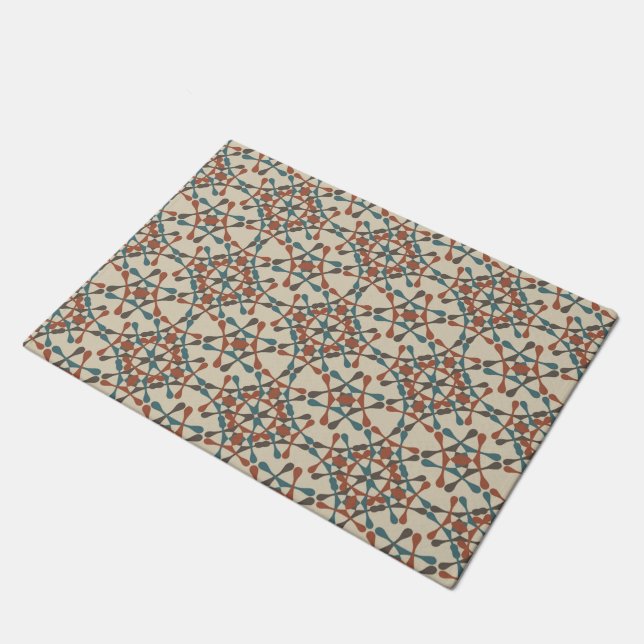 Moroccan pattern 2 (brown and blue) doormat (Angled)