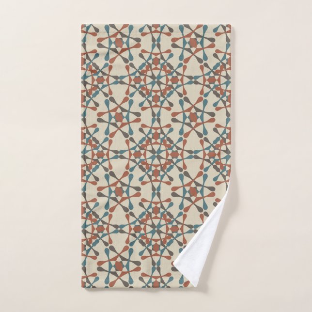 Moroccan pattern 2 (brown and blue)  hand towel (Hand Towel)