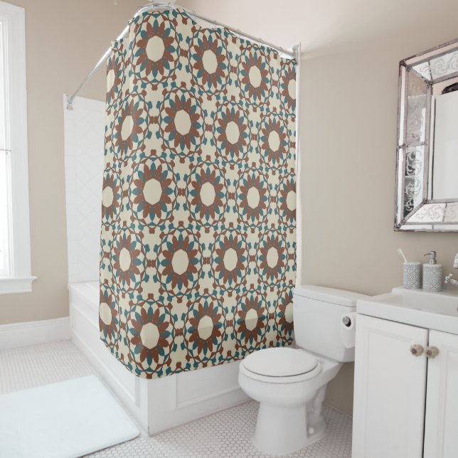 Moroccan pattern (brown and blue)  shower curtain (In Situ)