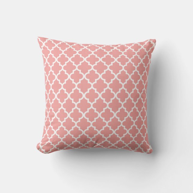 Moroccan Pattern | Coral Pink Cushion (Front)