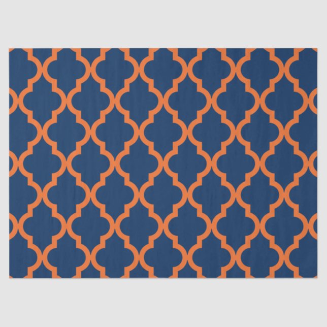 Moroccan Pattern - Navy Blue & Orange Tissue Paper (Front)