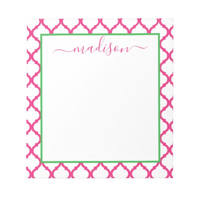 Moroccan Pattern Personalised Name Notepad (Front)