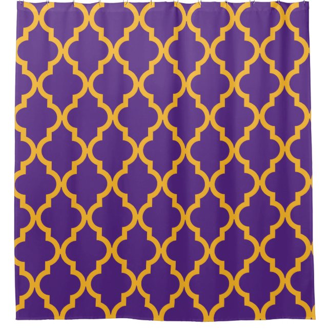 Moroccan Pattern: Purple & Gold Shower Curtain (Front)