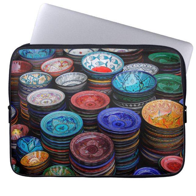 Moroccan Plates At Market Laptop Sleeve (Front)