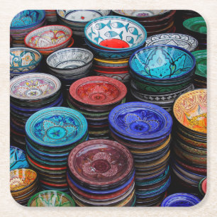 Moroccan Plates At Market Square Paper Coaster