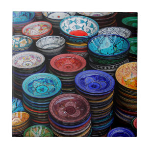 Moroccan Plates At Market Tile