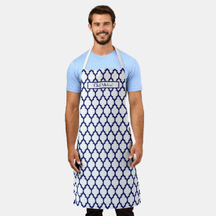 Moroccan Quatrefoil #4 DIY Colours Navy White SV Apron