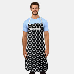 Moroccan Quatrefoil #5 DIY Colours White Black SV Apron