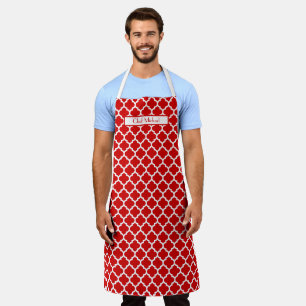 Moroccan Quatrefoil #5 DIY Colours White Red SV Apron