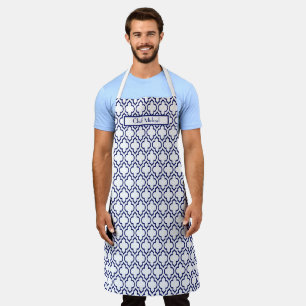 Moroccan Quatrefoil #7 DIY Colours Navy White SV Apron