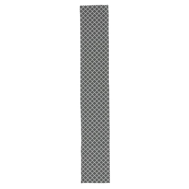 Moroccan,quatrefoil,black,white,pattern,elegant, Long Table Runner (Front)