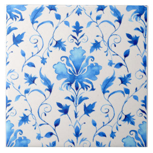 Moroccan Quatrefoil Blue and White Marble Tile