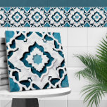 Moroccan Quatrefoil Blue and White Marble Tile<br><div class="desc">Moroccan Quatrefoil Blue and White Marble</div>