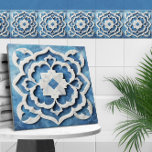 Moroccan Quatrefoil Blue and White Marble Tile<br><div class="desc">Moroccan Quatrefoil Blue and White Marble</div>