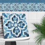 Moroccan Quatrefoil Blue and White Marble Tile<br><div class="desc">Moroccan Quatrefoil Blue and White Marble</div>